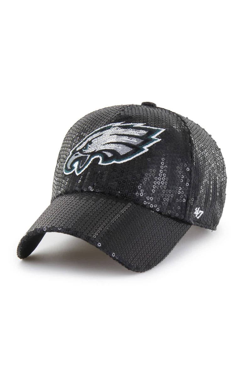 '47 Women's '47  Black Philadelphia Eagles Dazzle Clean Up Adjustable Hat, Main, color, Black