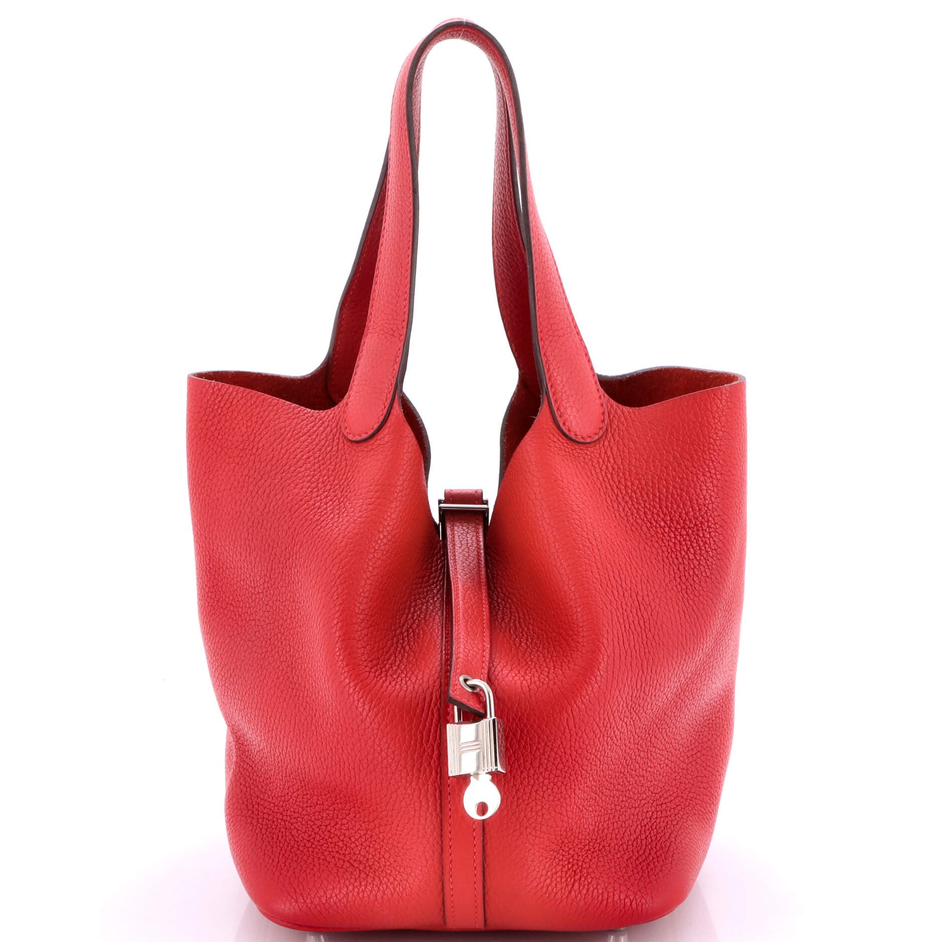 Pre-Owned Hermes Picotin Lock Bag Clemence MM, Main, color, Rouge Vif