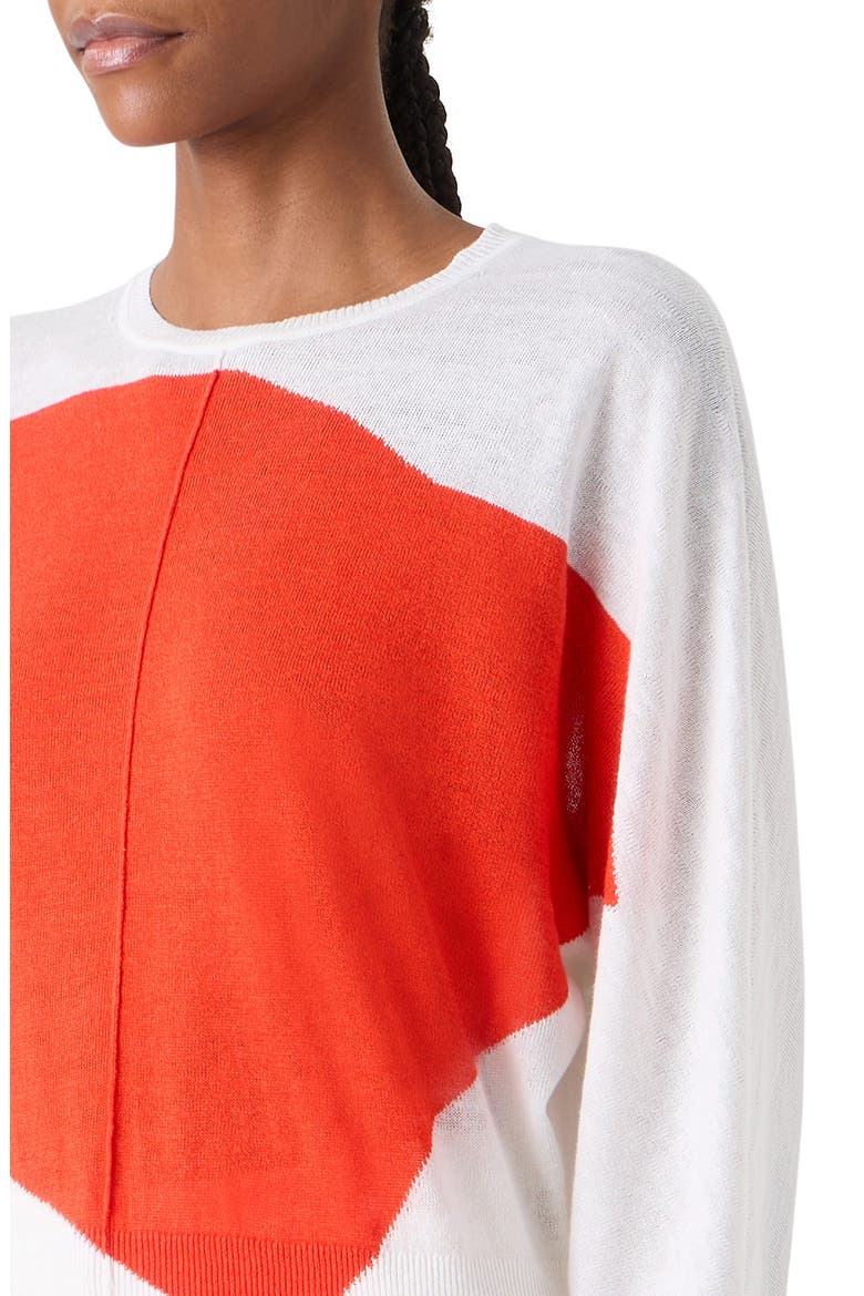Polygon Linen & Cotton Sweater, Alternate, color, ECRU- VERMILLION