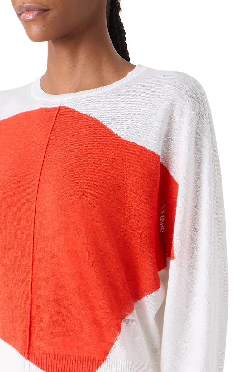 Akris Polygon Linen & Cotton Sweater, Alternate, color, Ecru- Vermillion