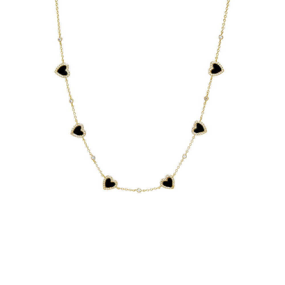 BY ADINA EDEN Pave Outlined Colored Stone Multi Heart Necklace (Women ...