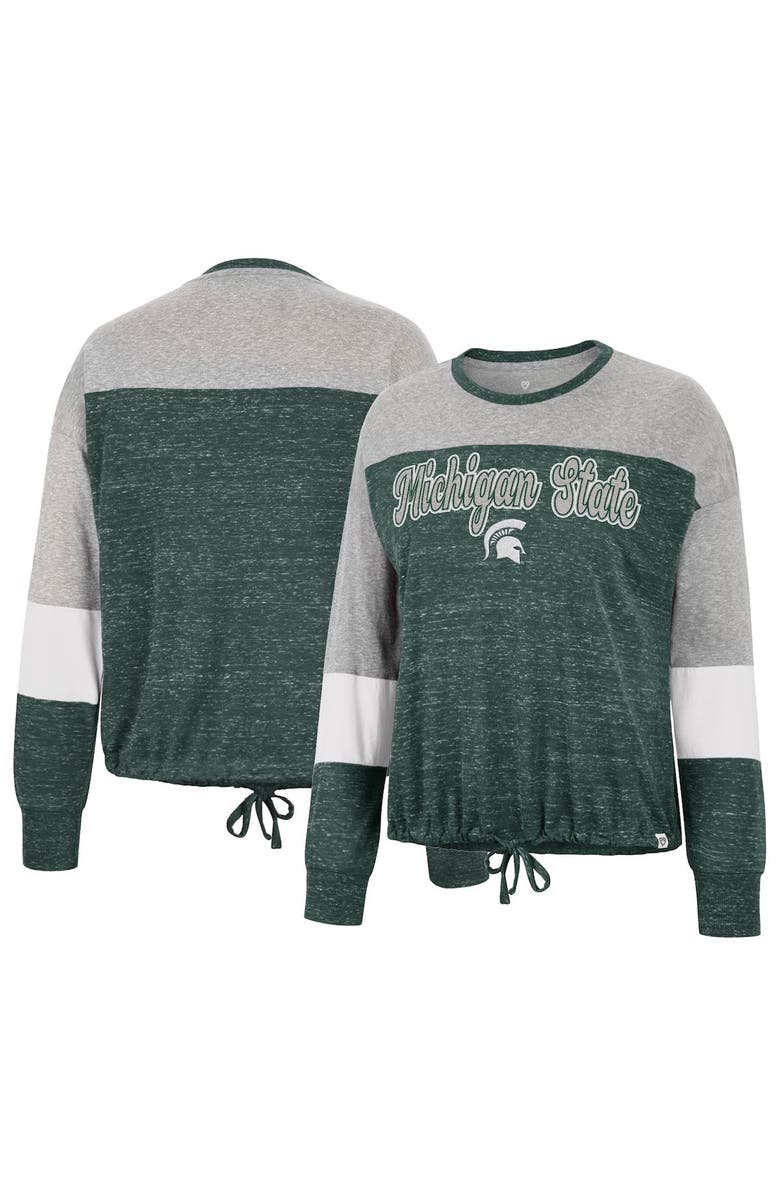 COLOSSEUM Women's Colosseum Green Michigan State Spartans Joanna Tie Front Long Sleeve T-Shirt, Main, color, 