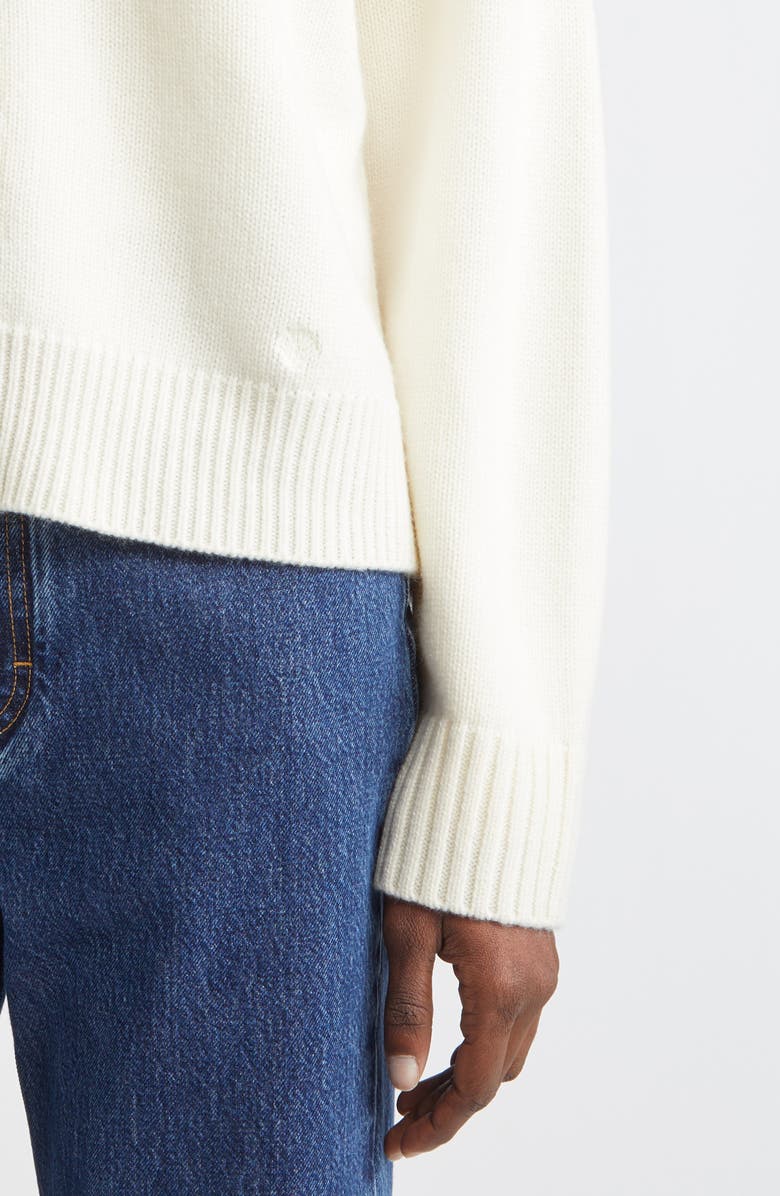 LOULOU DE SAISON Aidar Crop Wool & Cashmere Crewneck Cardigan, Alternate, color, Ivory