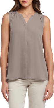 NYDJ Print Pleat Back Sleeveless Split Neck Blouse (Nordstrom Exclusive)