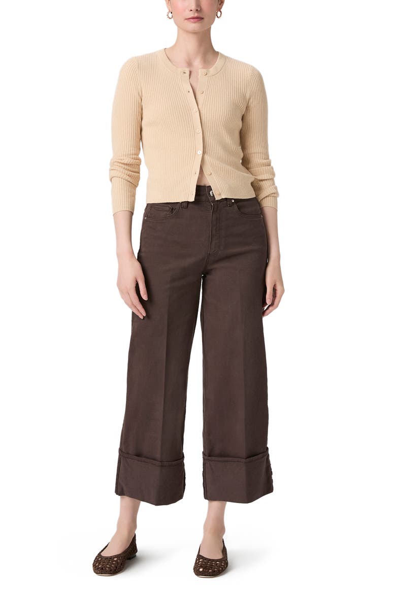 Sasha Cuff High Waist Ankle Wide Leg Jeans, Alternate, color, RICH CHOCOLATE