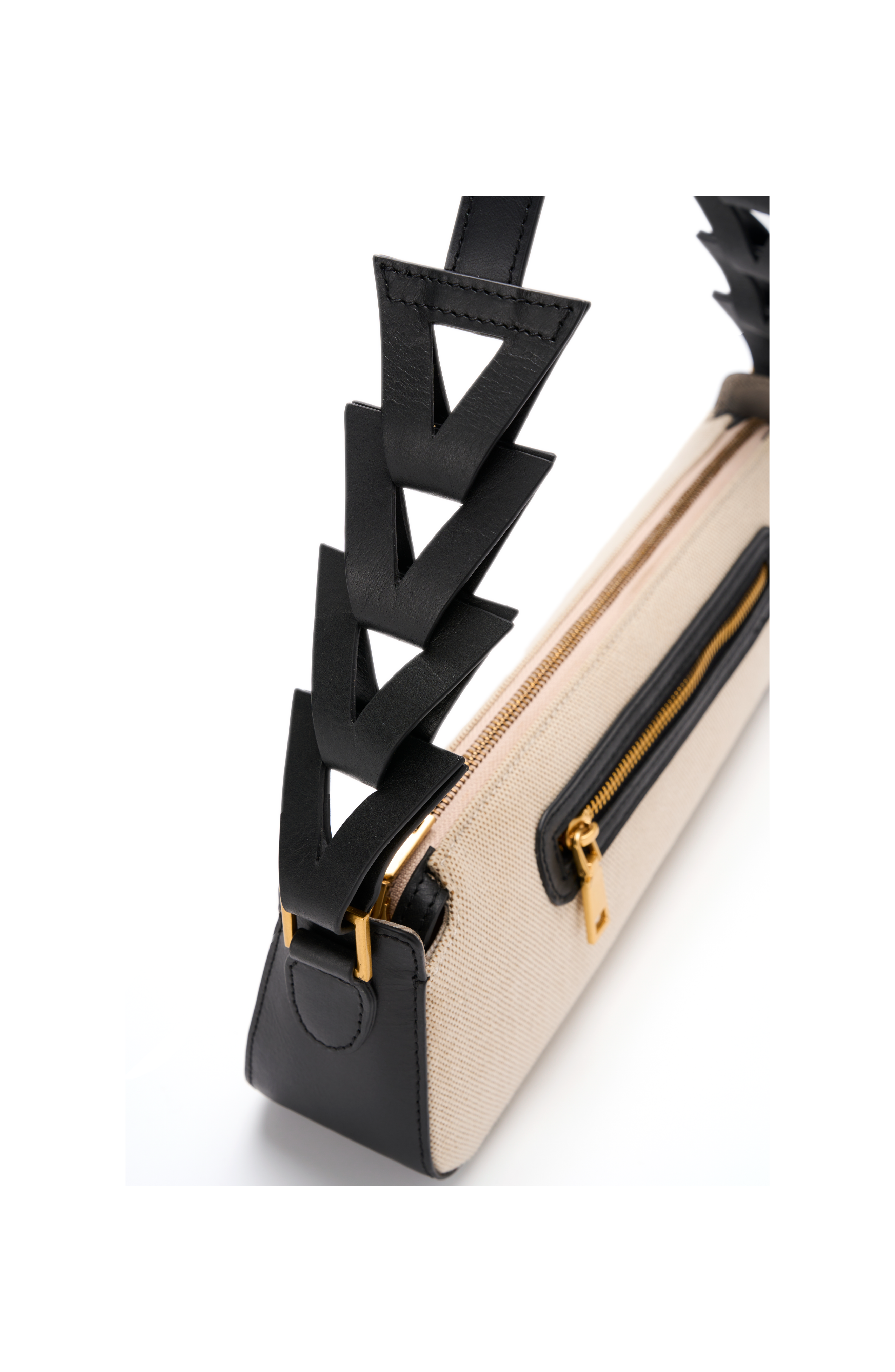 JURGI MANO Canvas and Leather  Shoulder Bag, Alternate, color, Beige/Black