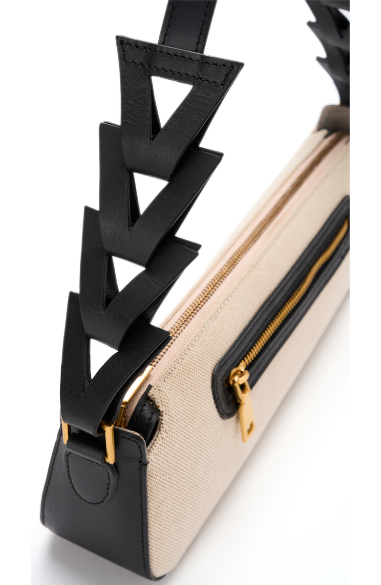 JURGI MANO Canvas and Leather Shoulder Bag, Alternate, color, Beige/Black