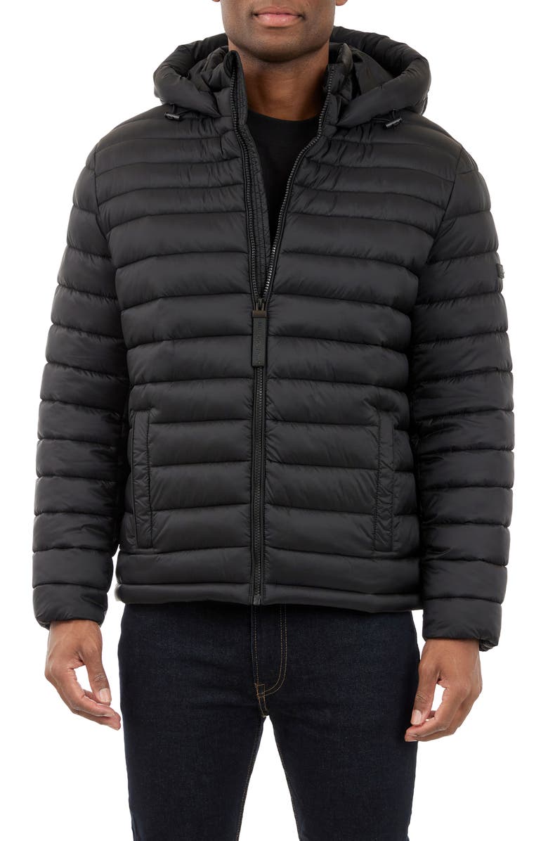 Michael Kors Verizon Water Resistant Hooded Packable Jacket, Main, color, Black