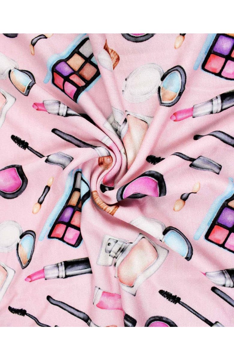 Lev Baby Makeup Print Ruffled Footie Pajamas, Alternate, color, Pink