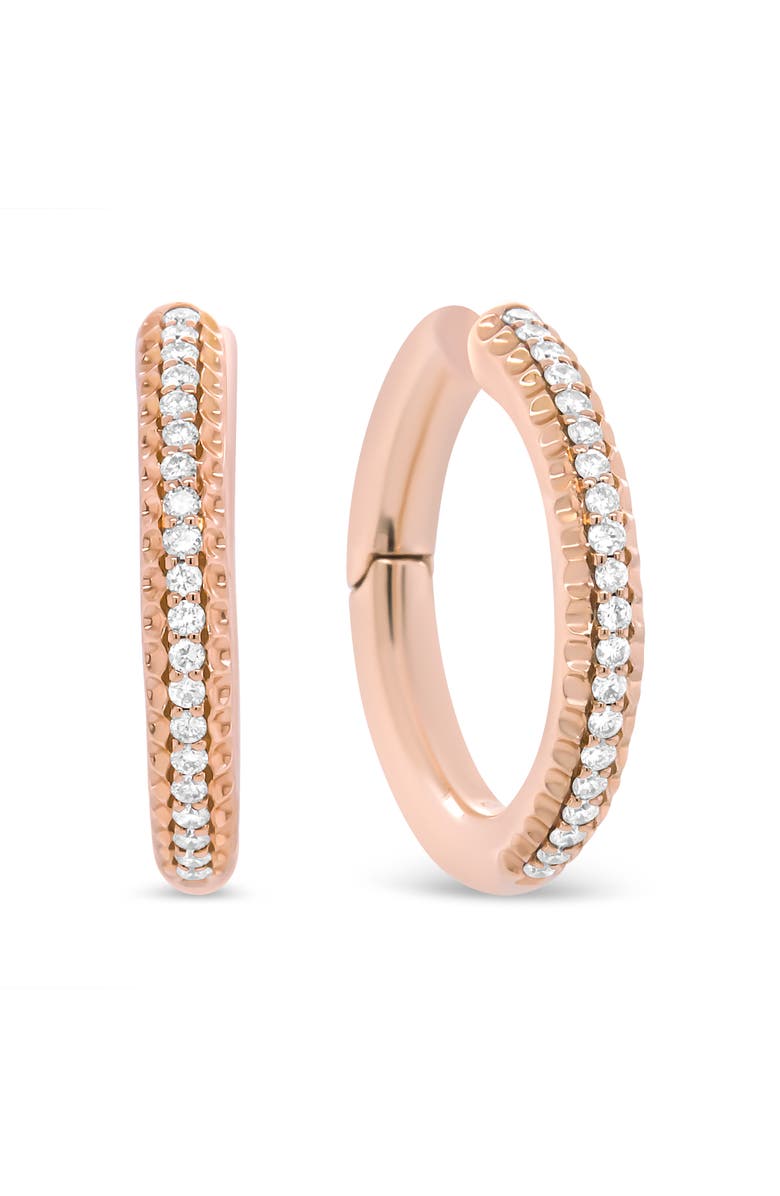 Haus of Brilliance 18K Rose Gold 1/3 Cttw Round Cut Diamond Hoop Earrings, Alternate, color, Pink