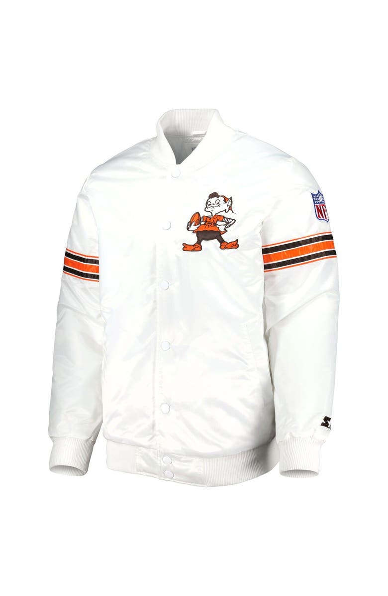STARTER Men's Starter White Cleveland Browns The Power Forward Full-Snap Jacket, Alternate, color, 