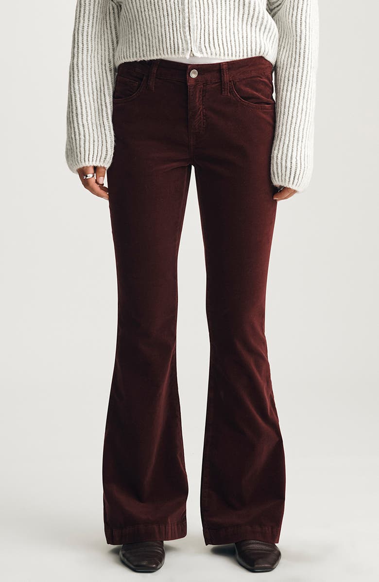 Mavi Jeans Sydney Mid Rise Flare Velvet Pants, Main, color, Burgundy Velvet