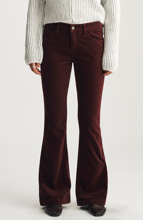 Sydney Mid Rise Flare Velvet Pants