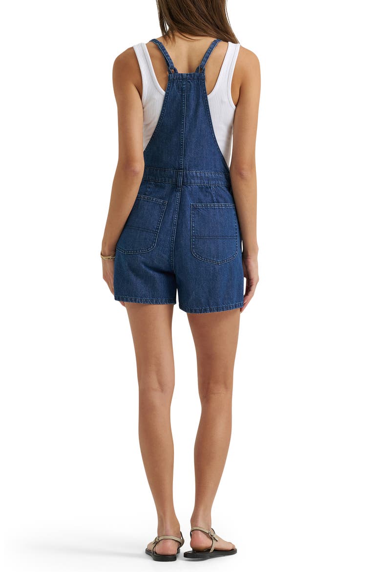 Nonstretch Denim Romper, Alternate, color, MID PACIFIC