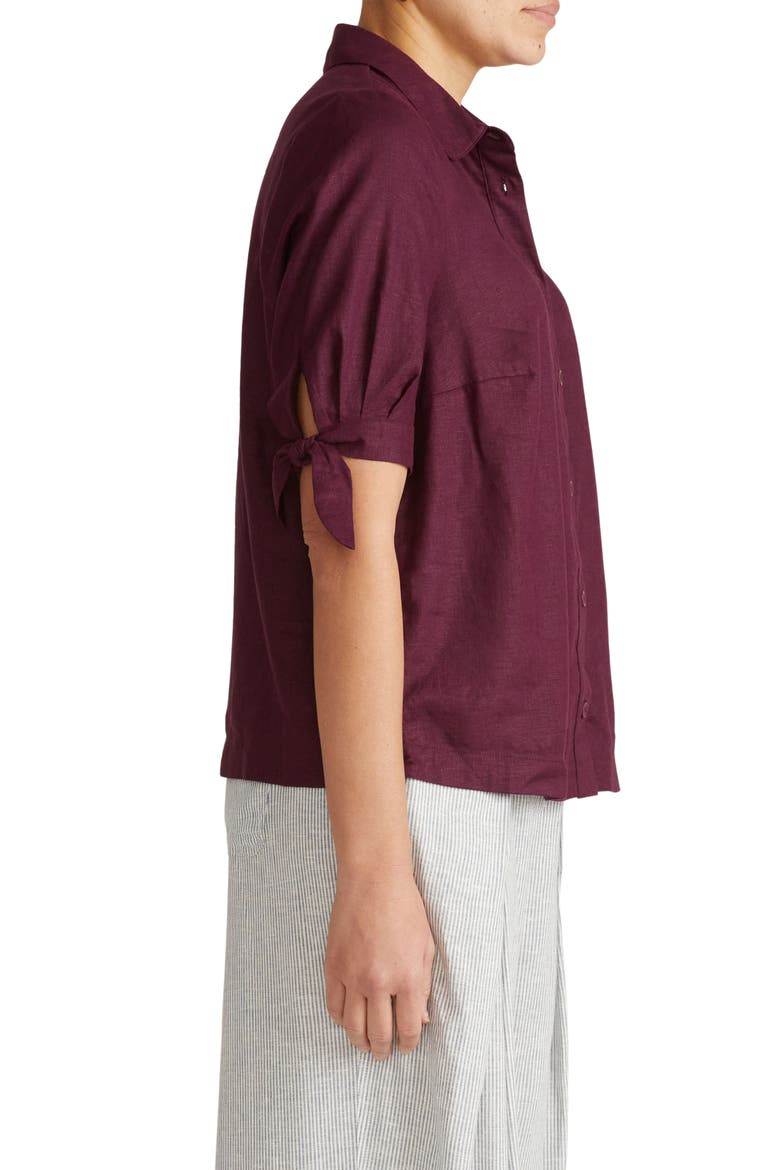 Luisa Linen Blend Button-Up Shirt, Alternate, color, ACAI PURPLE