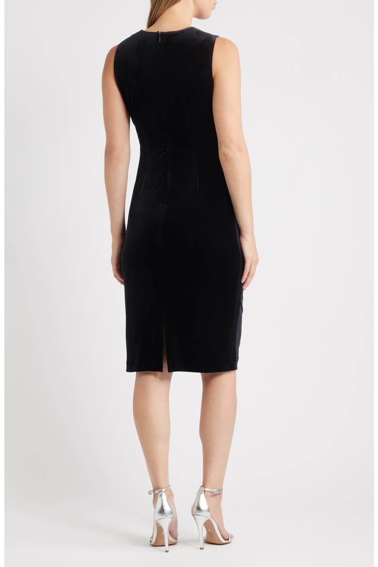 Rhinestone Detail Velvet Sheath Dress, Alternate, color, ANNE BLACK