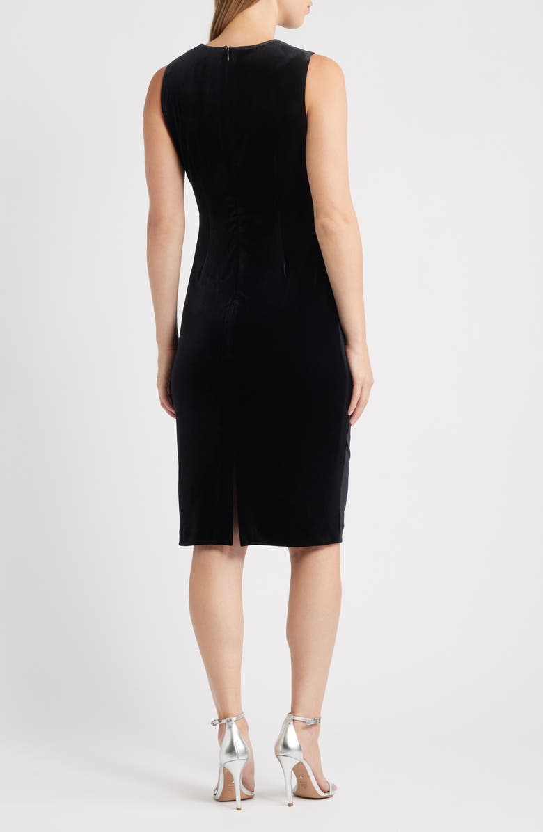 Anne Klein Rhinestone Detail Velvet Sheath Dress, Alternate, color, Anne Black
