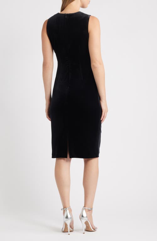 Anne Klein Embellished Sleeveless Velvet Sheath Dress In Black
