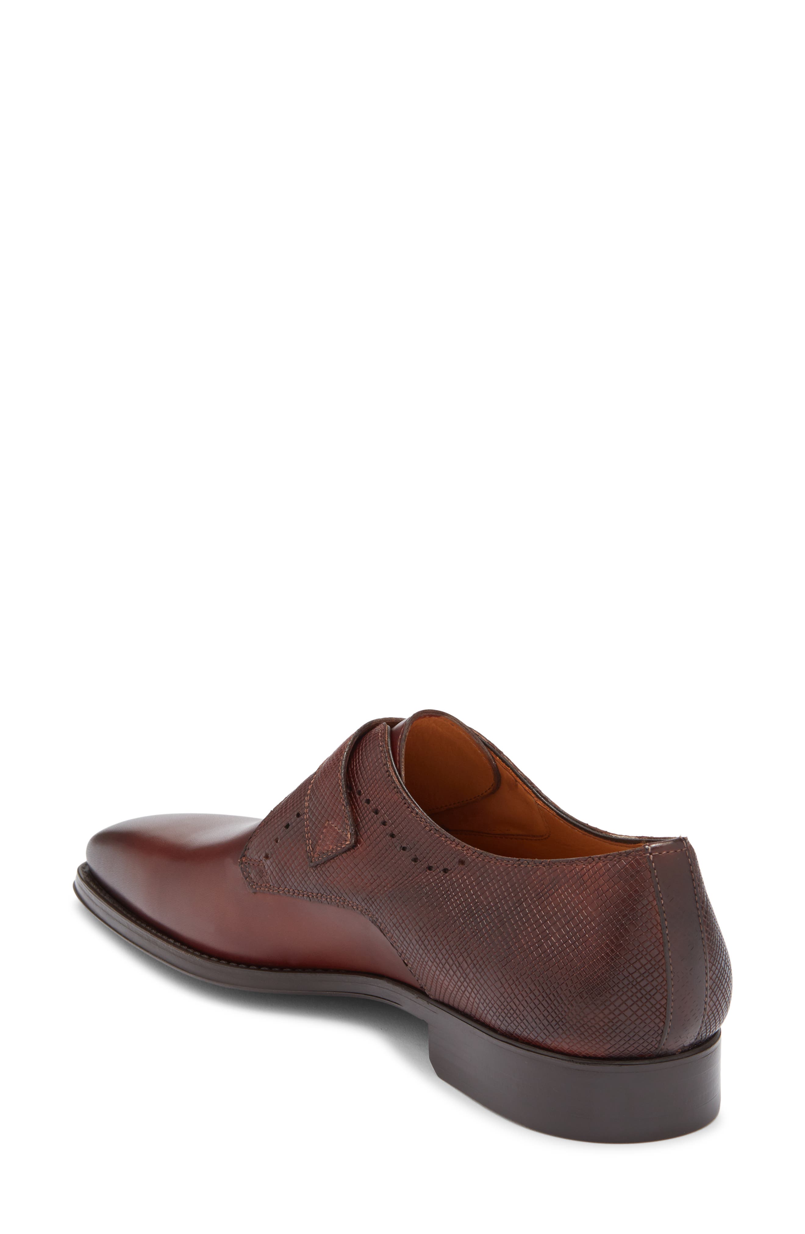 Easton Stamp Monk Strap Shoe, Alternate, color, MID BROWN STAMP