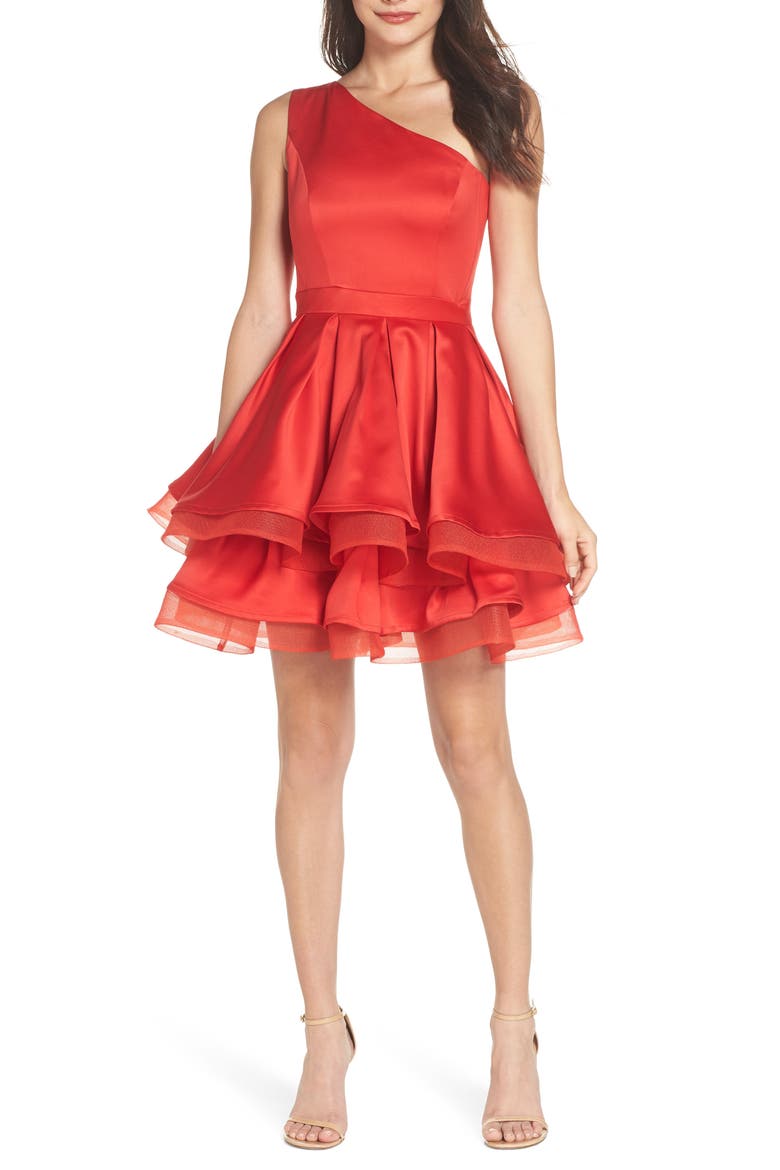 Bronx and Banco Emmanuel One-Shoulder Party Dress, Main, color, RED