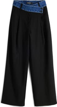Desigual Denim Waist Wide Leg Pants