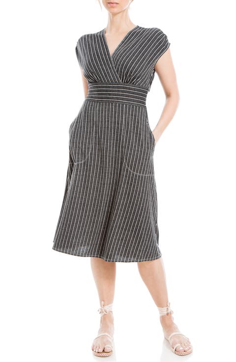 Stripe Surplice Neck Dress