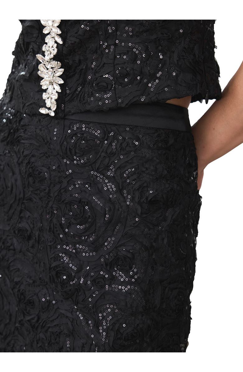 MINT VELVET Sequin Midi Skirt, Alternate, color, Black