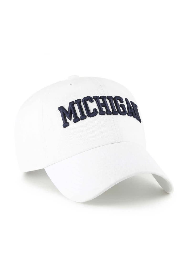 Men's '47 White Michigan Wolverines Clean Up Adjustable Hat, Alternate, color, White