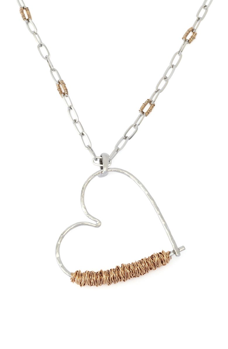 Robert Lee Morris Wire Wrap Heart Pendant Necklace, Alternate, color, Two Tone