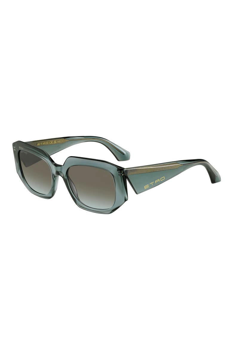 55mm Gradient Geometric Sunglasses, Alternate, color, TEAL/ BRW GRN DEGRADE