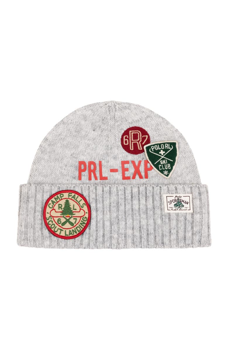 Polo Ralph Lauren Northwest Passage Patch Beanie, Main, color, Andover Heather