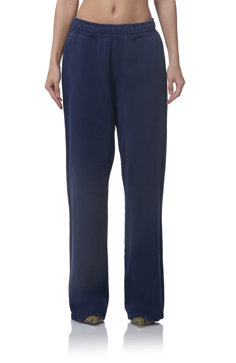 AFRM Finely Cotton Straight Leg Sweatpants, Main, color, Black Iris