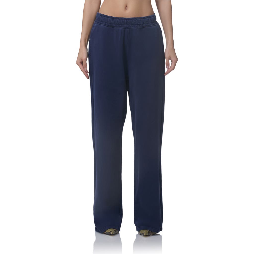 Afrm Finely Cotton Straight Leg Sweatpants In Blue