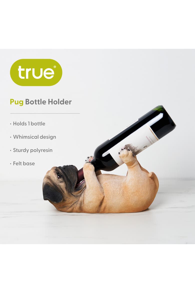Pug Wine Bottle Holder, Alternate, color, Brown