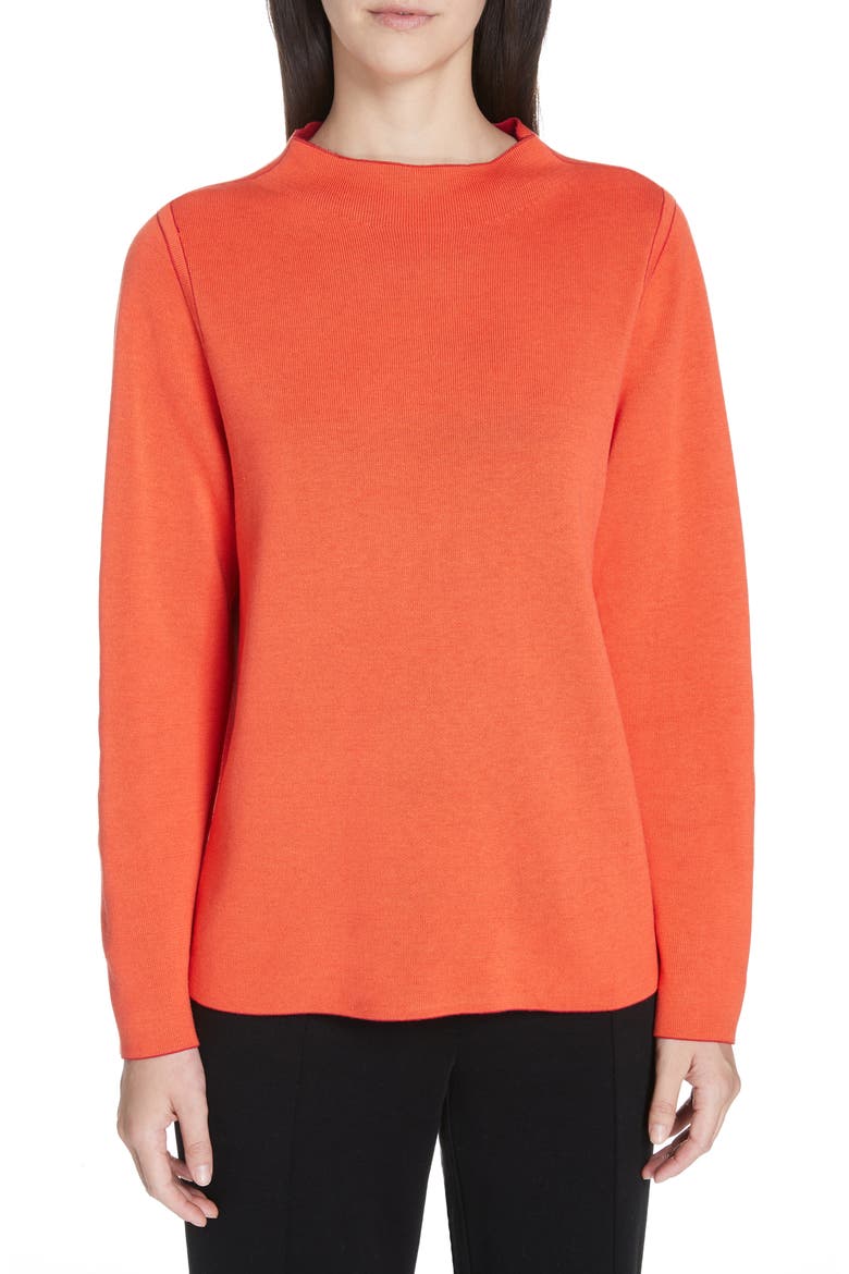 Reversible Silk Blend Sweater, Alternate, color, LACQUER