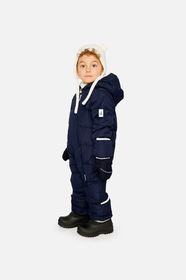 Quilted Fold-Over Mittens One Piece Snowsuit, Alternate, color, Dark Blue