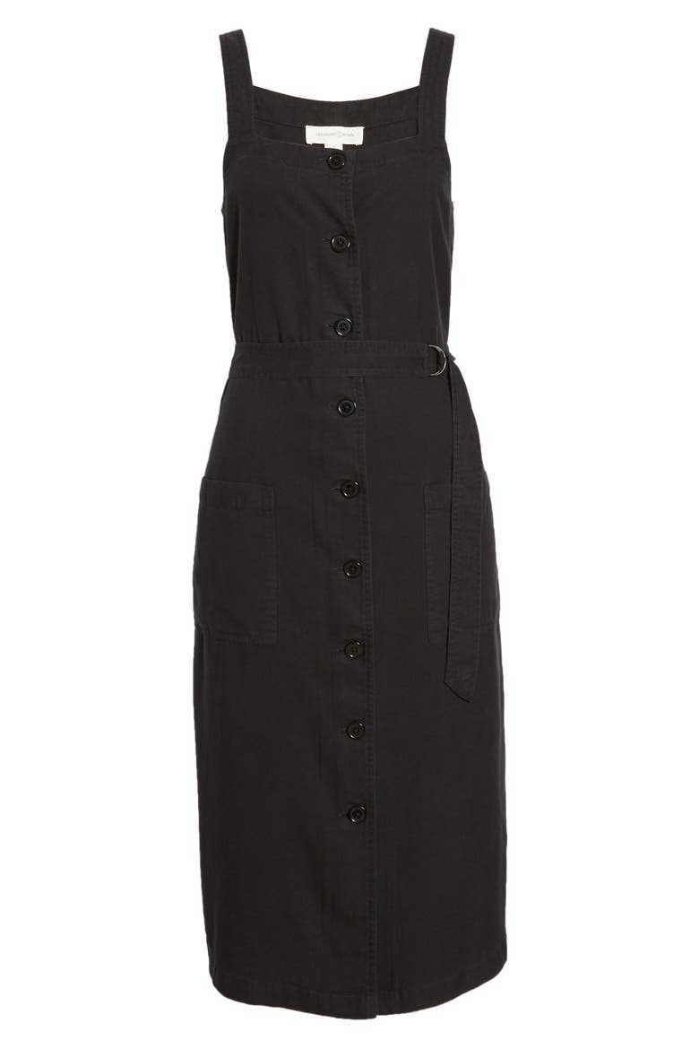 Belted Button-Up Sundress, Main, color, BLACK