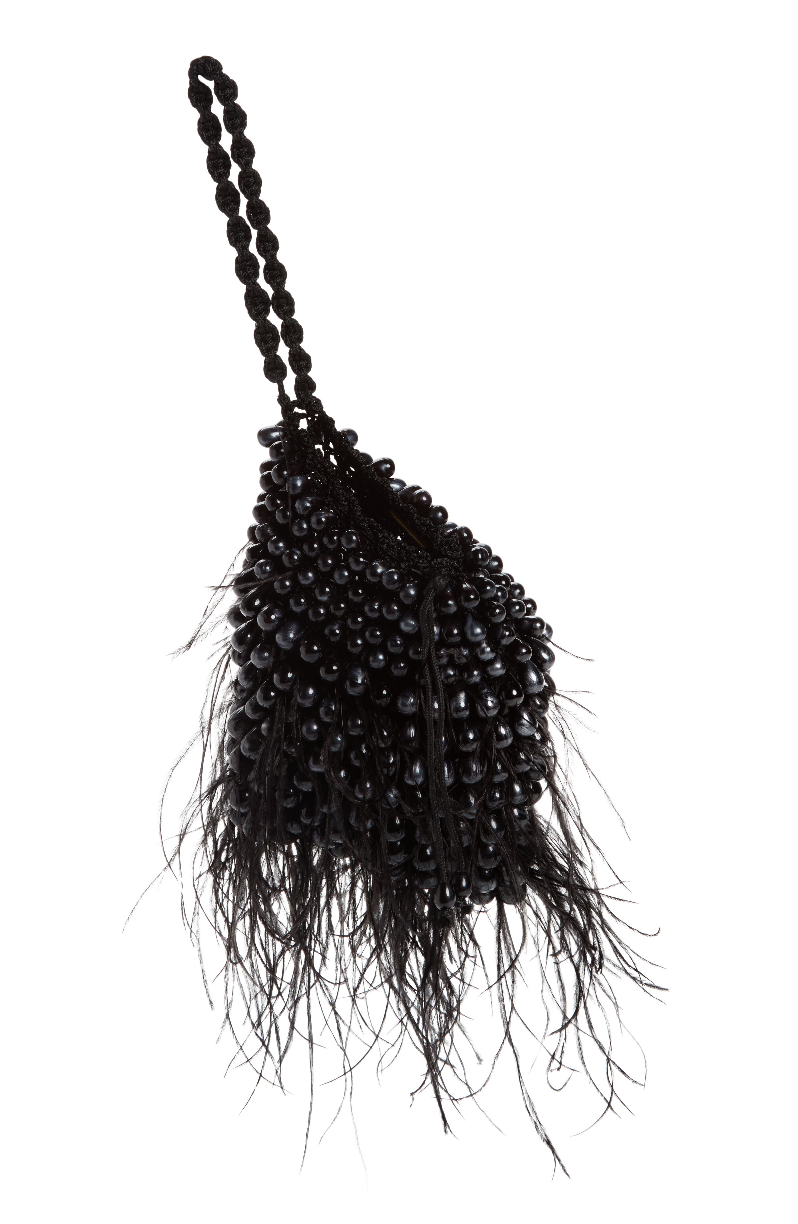 Cult Gaia Dory Bead & Ostrich Feather Wristlet, Main, color, 