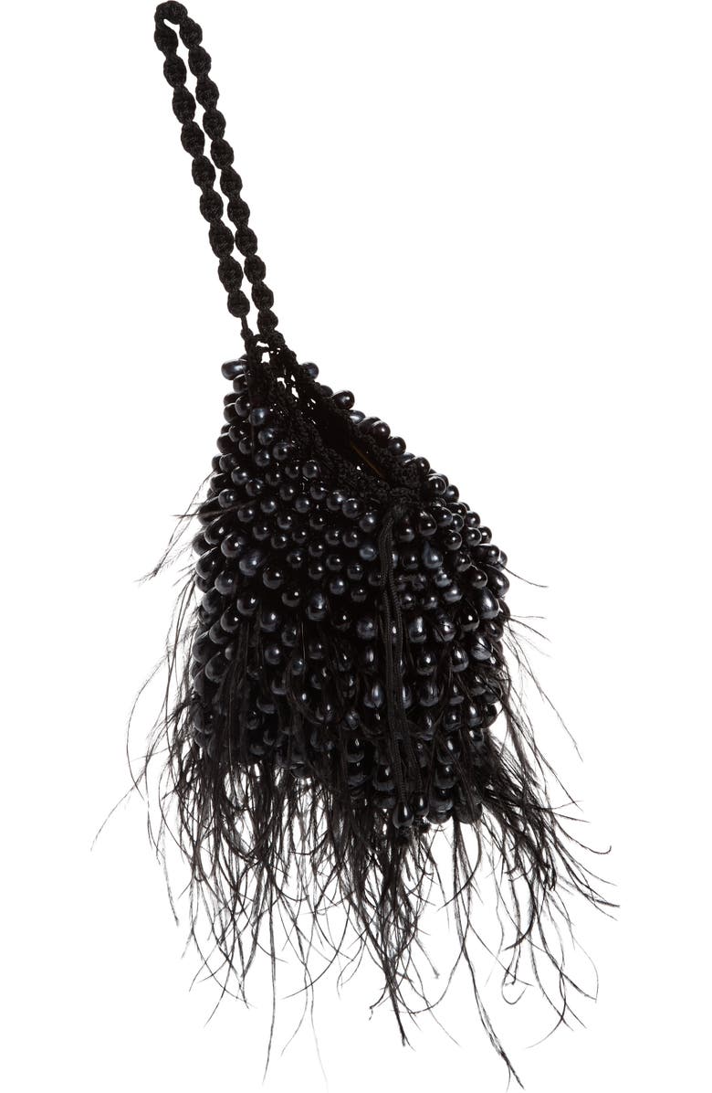 Cult Gaia Dory Bead & Ostrich Feather Wristlet, Main, color,