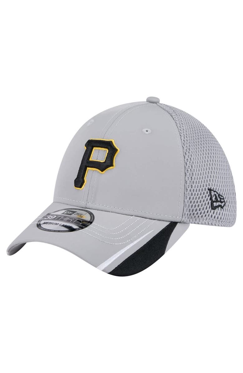 New Era Men's New Era Gray Pittsburgh Pirates Linear 39THIRTY Flex-Fit Hat, Main, color, Gray