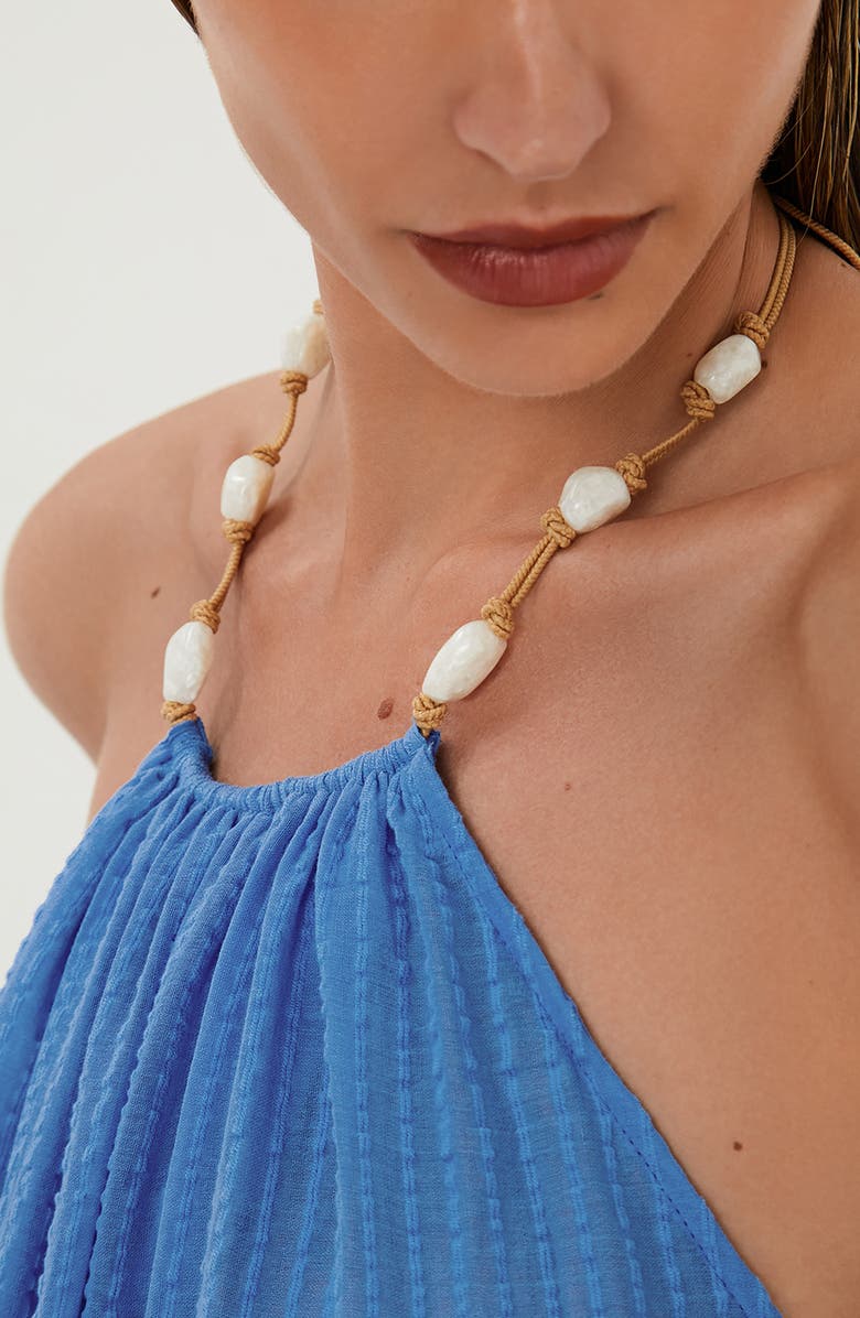 ViX Paula Hermanny Cloe Halter Cotton Cover-Up Dress, Alternate, color, Blue