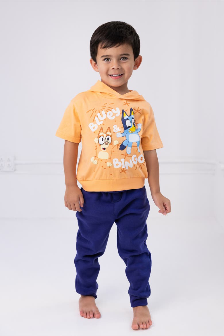 2-Piece Hooded Tee and Joggers Set, Alternate, color, Orange Bluey Bingo