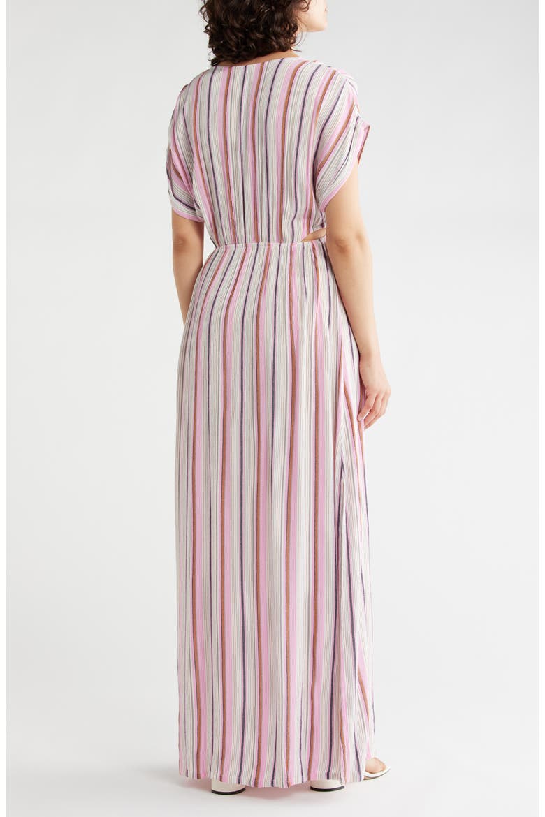 Short Sleeve Cutout Maxi Dress, Alternate, color, NATURAL/ PINK