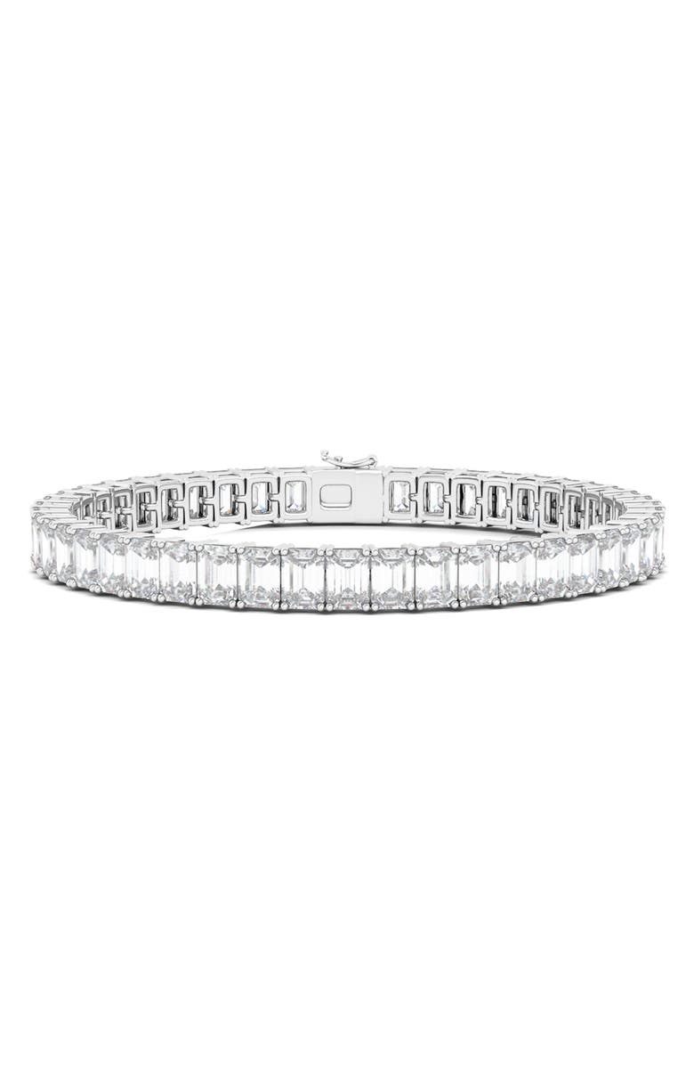 HauteCarat Emerald Cut Lab Grown Diamond Tennis Bracelet, Main, color, 18K White Gold