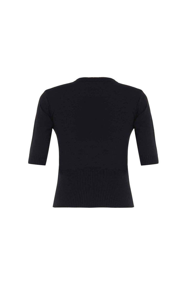 THEO The Label Nomia Ribbed Waist Crew Sweater Tee, Alternate, color, Black