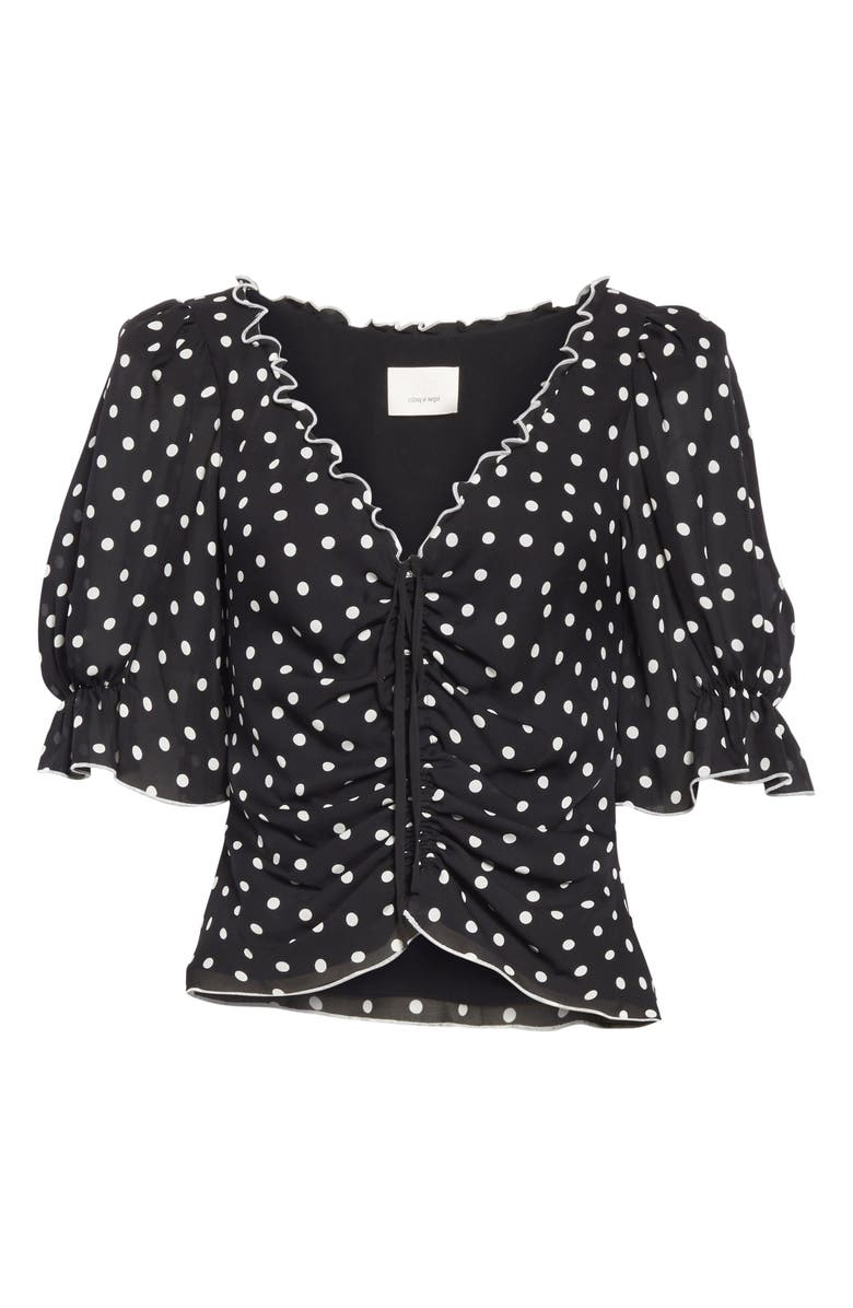 Cinq à Sept Kimberly Polka Dot Silk Top, Alternate, color,