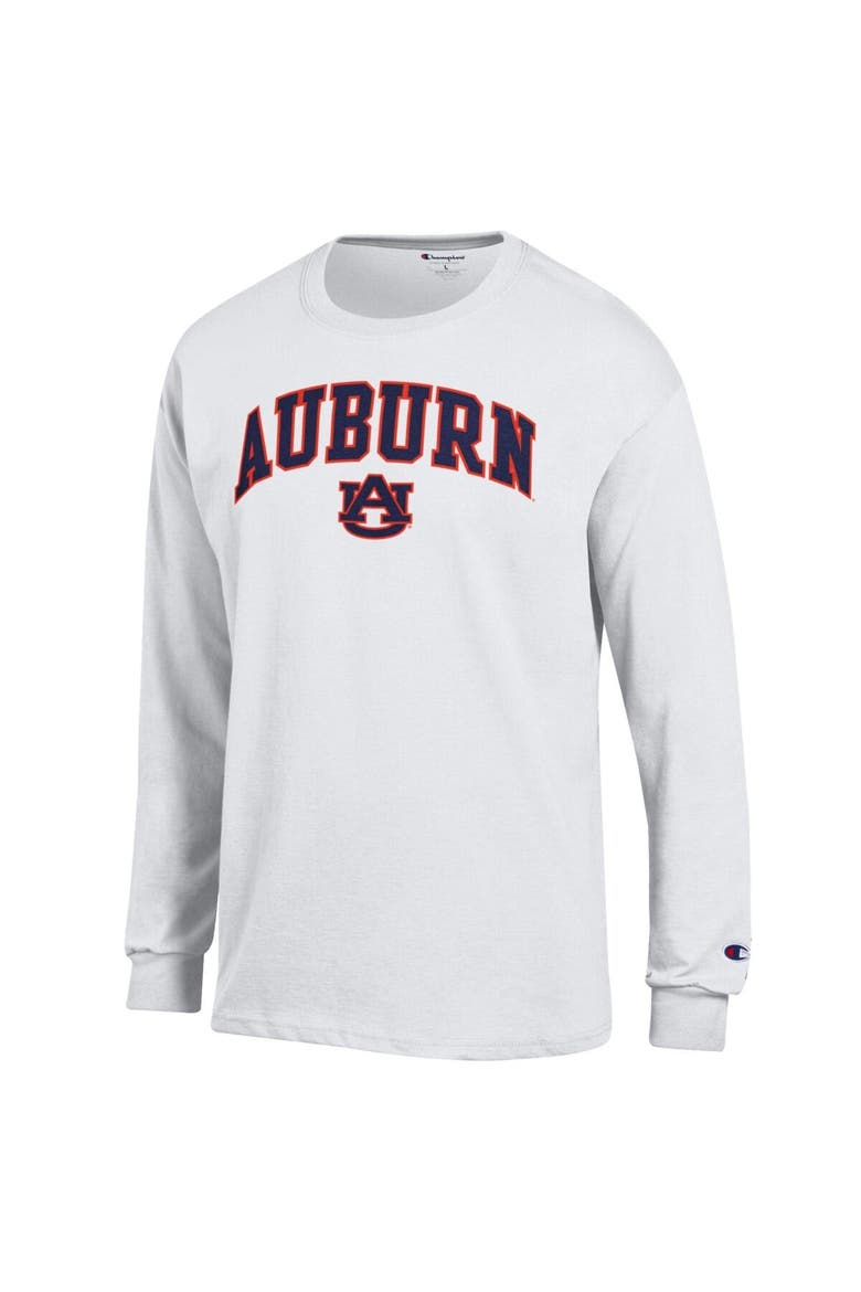 Men's Champion  White Auburn Tigers Arch Over Logo Long Sleeve T-Shirt, Alternate, color, White
