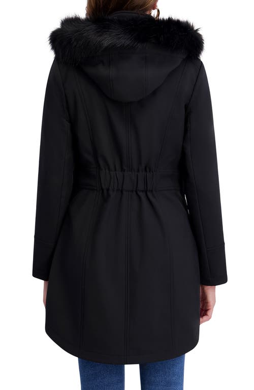 Kensie Faux Fur Trim Hooded Parka In Black