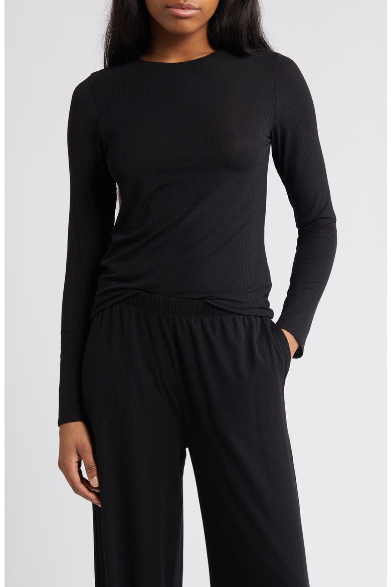 Dreamy Rib Sleep Top, Main, color, BLACK