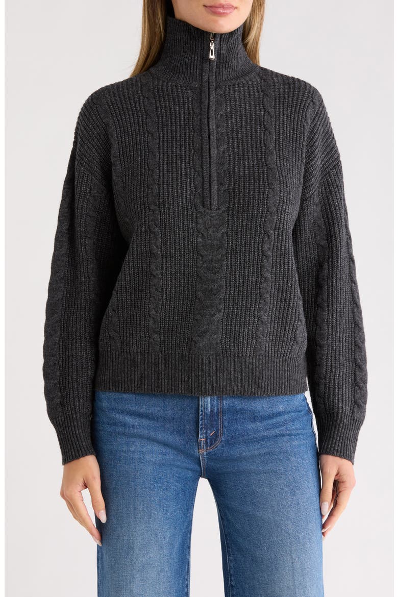 Braided Quarter Zip Sweater, Main, color, CHARCOAL